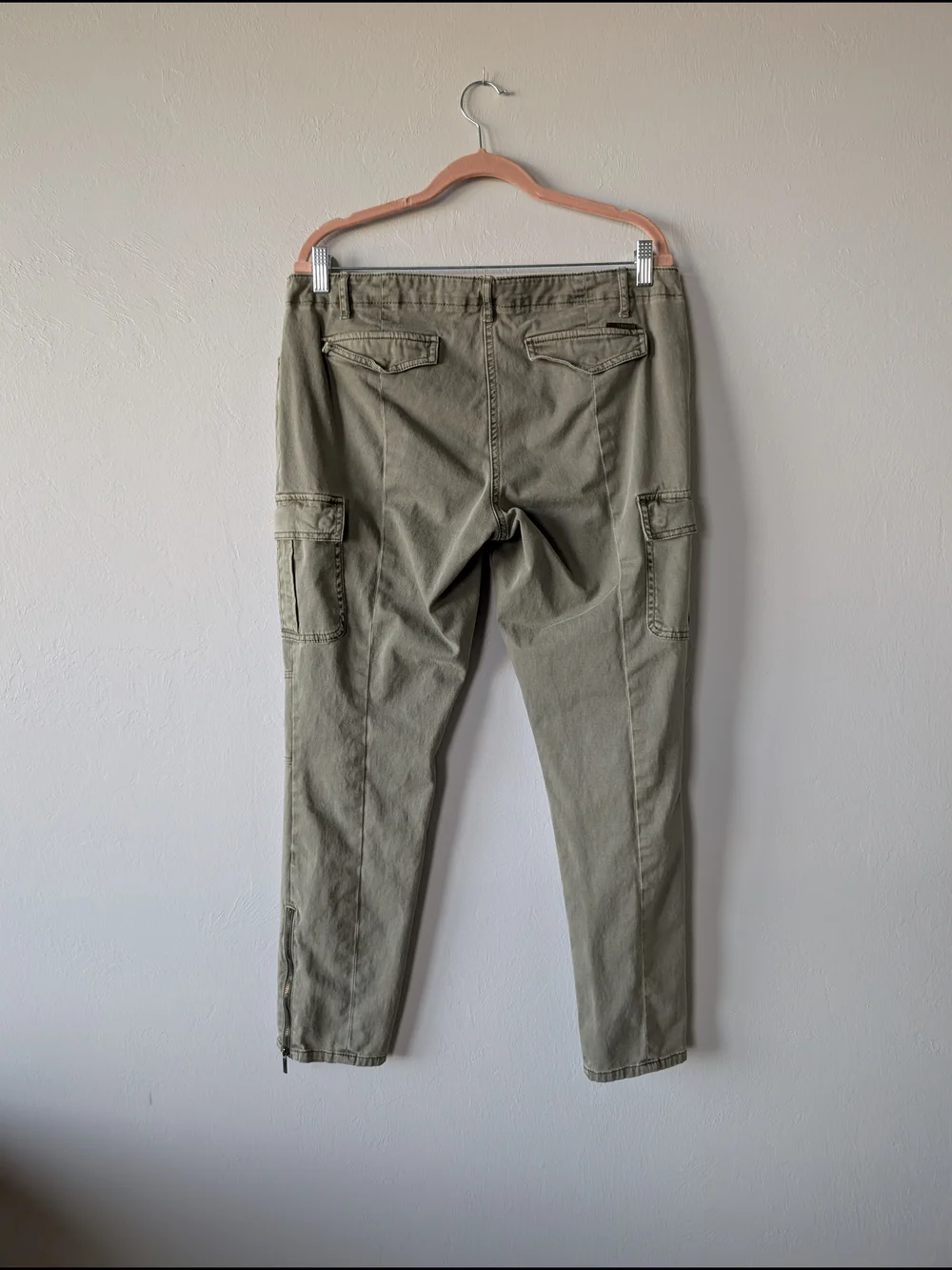Michael Kors Olive Cargo Pants Straight Leg Multiple Pockets Size 12 Cotton Mix